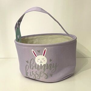 RGI Home Easter Bunny Kisses Graphic Round Canvas Easter Egg Bucket w/ Handle